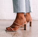 Yeknu Women Sandals Pumps Summer Fashion Open Toe High Heels Shoes Females Narrow Band Thick Heels 8/10cm Party Ladies Shoes