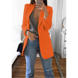 Yeknu Women Blazer Jackets Spring Autumn Casual Plus Size Fashion Basic Notched Slim Solid Coats Office Ladies Outwear Chic Loose Coat