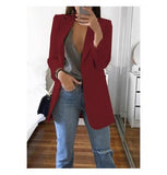 Yeknu Women Blazer Jackets Spring Autumn Casual Plus Size Fashion Basic Notched Slim Solid Coats Office Ladies Outwear Chic Loose Coat