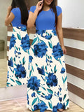 Yeknu Vintage Floral Print O-Neck Long Dress Women Summer New Short Sleeve Casual Slim Robe Casual Elegant Lady Maxi Vestidos