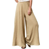 Yeknu Autumn Winter Cotton Linen Fashion Women Wide-leg Pants New Casual Retro Solid Color Loose Long Trouser Elegant Streetwear Pants