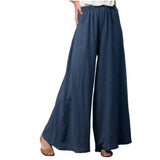 Yeknu Autumn Winter Cotton Linen Fashion Women Wide-leg Pants New Casual Retro Solid Color Loose Long Trouser Elegant Streetwear Pants