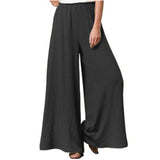 Yeknu Autumn Winter Cotton Linen Fashion Women Wide-leg Pants New Casual Retro Solid Color Loose Long Trouser Elegant Streetwear Pants