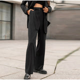 Yeknu Summer Loose Casual Trousers For Women High Waist Maxi Wide Leg Pants Female Elegant Fashion Clothes New