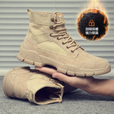 Yeknu Martin boots men's summer breathable high-top combat boots special forces desert military training leather boots hiking shoes