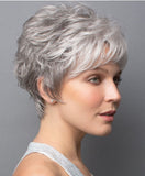 Yeknu Grandma Wigs Women's Fashion Bob Wigs Granny Hair Silver Platinum Color Loose Wavy Wigs Grey Color Short Curly Hair Mommy Wigs