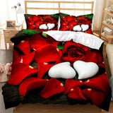 Yeknu Rose Duvet Cover Set Full/Queen/King/Twin Size Soft Luxury 3D Rose Flower Microfiber Bedding Set 3Pcs Romantic Love Quilt Cover