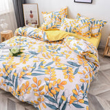 Yeknu Floral Printed Home Queen Bedding Set Soft Fresh Comfortable Duvet Cover Set with Sheets Quilt Covers Pillow Cases 3-4 Pcs Sets